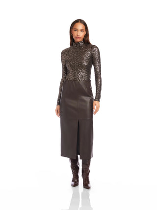 Kayla Faux Leather Midi Skirt
