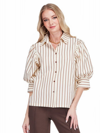 The Cabana Stripped Top - Brown Stripe