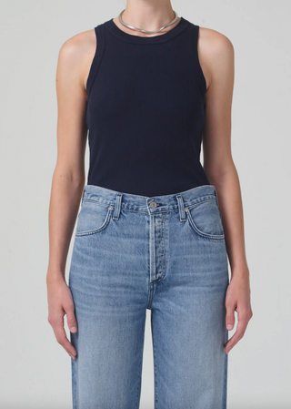 Isabel Rib Tank - Navy