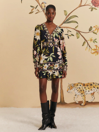 Surreal Flowers Long Sleeve Mini Dress