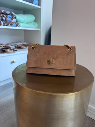 Kira Turnlock Suede Mini Bag - Toffee