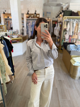 Quarantina Top - XS - Grey Pinstripe