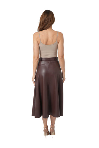 The Mercedes Vegan Leather Skirt - Belted