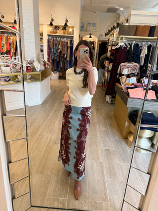 Dillon Skirt - Light Blue Maroon