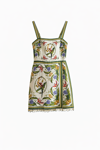 Tropical Scarf Sand Mini Dress