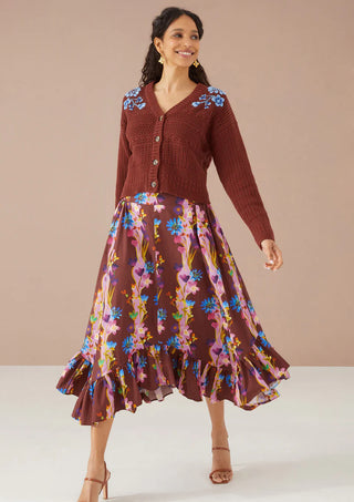 The Dalia Skirt Dress - Prairie Floral Cinnamon Mauve