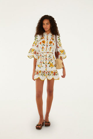 Lemon Bouquet Off-White Mini Dress