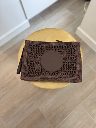 Ella Hand-Crocheted Pouch - Dark Cocoa