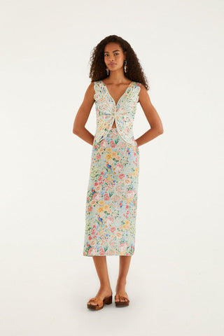 Rendeira Multicolor Sleeveless Midi Dress