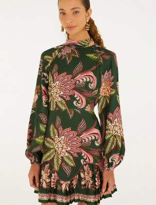 Arabesque Paradise Floral Green Mini Dress