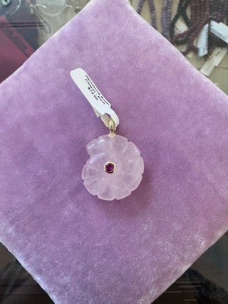 Gemstone Snail Charm - Pink Quartz