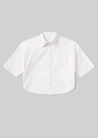 Frances Cropped Cape Button Up - Optic White