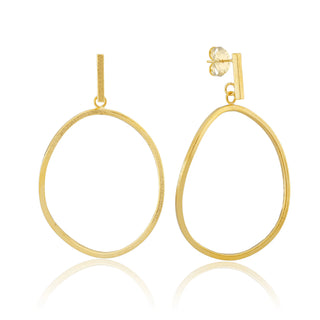 Twisted Oval Hoop Earring - Brushed 18K Gold Plated