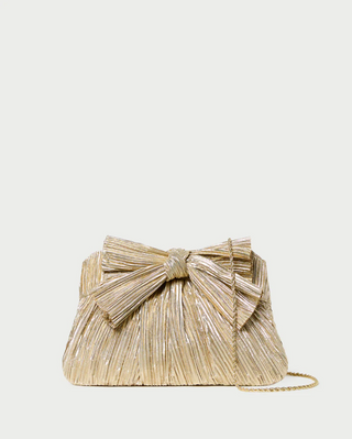 Rayne Pleated Bow Clutch - Gold