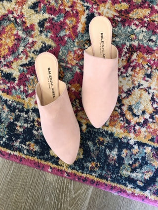 Raleigh Label Slides - Blush Suede