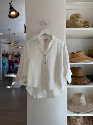 Camille Linen Top - Off White