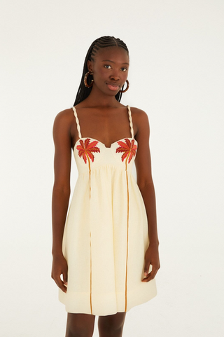 Coconut Tree Mini Dress - Sand