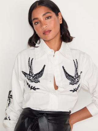 Embroidered Swallow Shirt