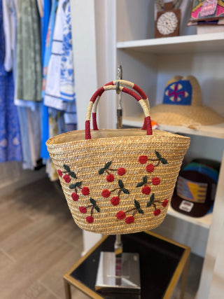 The Cherry Straw Bucket Bag
