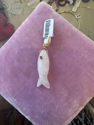Gemstone Fish Charm - Pink Quartz