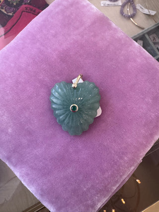 Gemstone Heart Charm - Jade