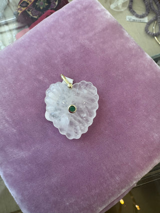 Gemstone Heart Charm - Clear Quartz