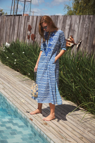 Classic Long Kurta - Blue Siro