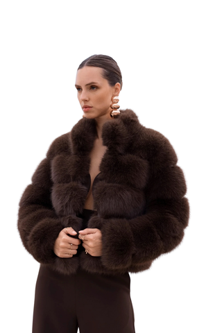 Elevated Evenings Faux Fur Jacket - Brown