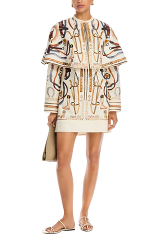 Equestrian Scarf Winter White Mini Cape Dress