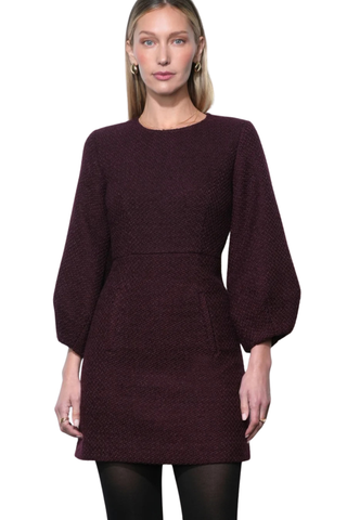 Rayna Bubble Sleeve Tweed Mini Dress