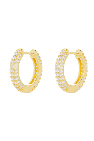 Pave Huggie Hoops - Gold