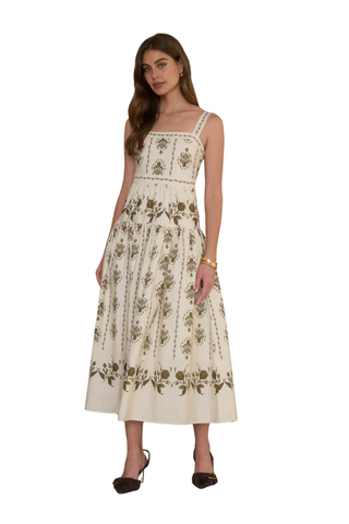 Sleeveless Drop-Waist Midi Dress