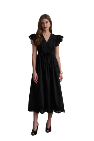 Short Ruffle Sleeve Midi Dress