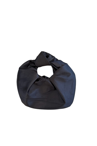 The Mallory Satin Knot Handbag - Black