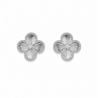 The Clover Earring - Silver Etched