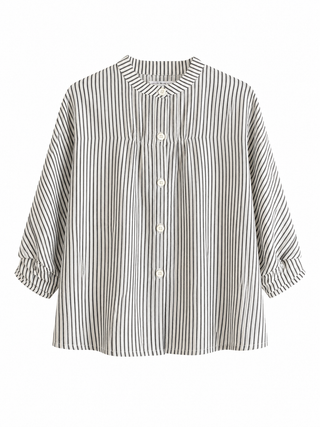 Mandarin Collar Top - Moss Stripe