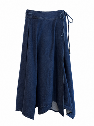 Denim Asymmetric Midi Skirt