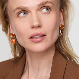 Clara Drop Earrings - Orange Gold
