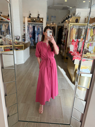 cassie midi dress The Cassie Lace Zip Midi Dress-Pink M