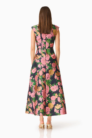 Eclore Maxi Dress In Pink Black Multi