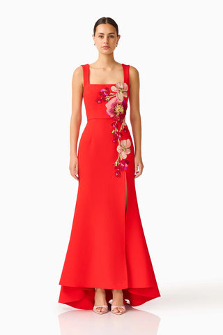 Fleurisca Gown In Scarlet Red