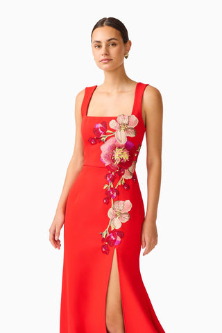 Fleurisca Gown In Scarlet Red