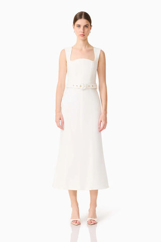 Nydia Fit And Flare Maxi Dress In White Monkee's of Raleigh Nydia Fit And Flare Maxi Dress In White Monkee's of Raleigh