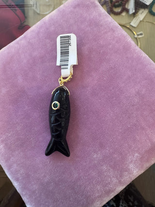 Gemstone Fish Charm - Black Onyx