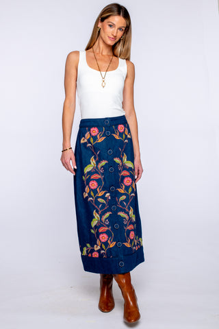 Frannie Skirt - Denim Embroidery