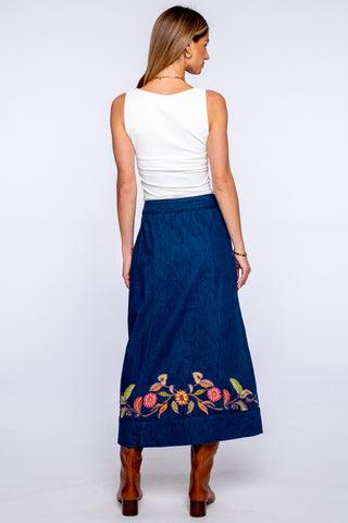 Frannie Skirt - Denim Embroidery