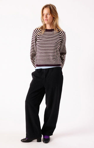 Women's Sweater Ekewood - Eggplant/Pale Pink Stripes