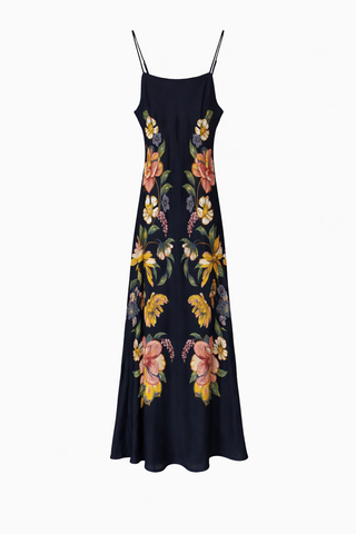 Maira Floral Dark Blue Maxi Dress