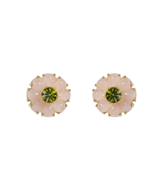 Emeline Flower Studs - Rose Quartz