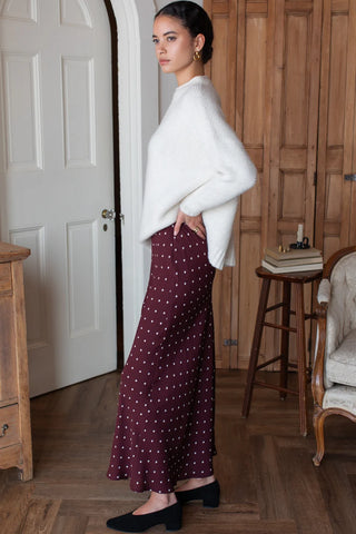 Bias Skirt 2 - Small Dots Tawny Port